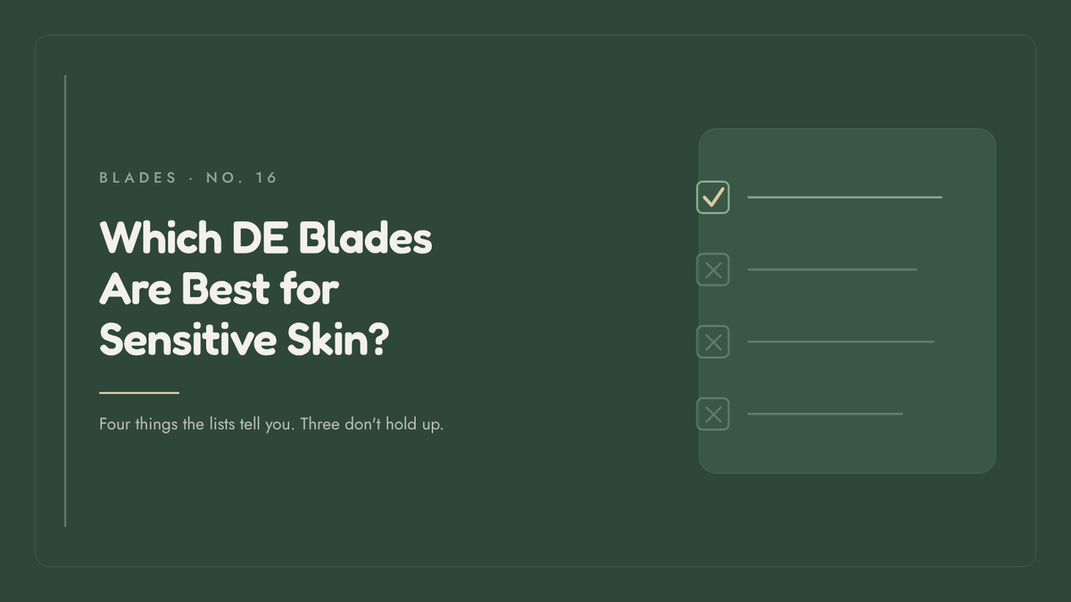 HONE article banner: four checklist rows, three marked with a cross and struck through and the fourth marked with a check, showing claims about blades tested one by one.